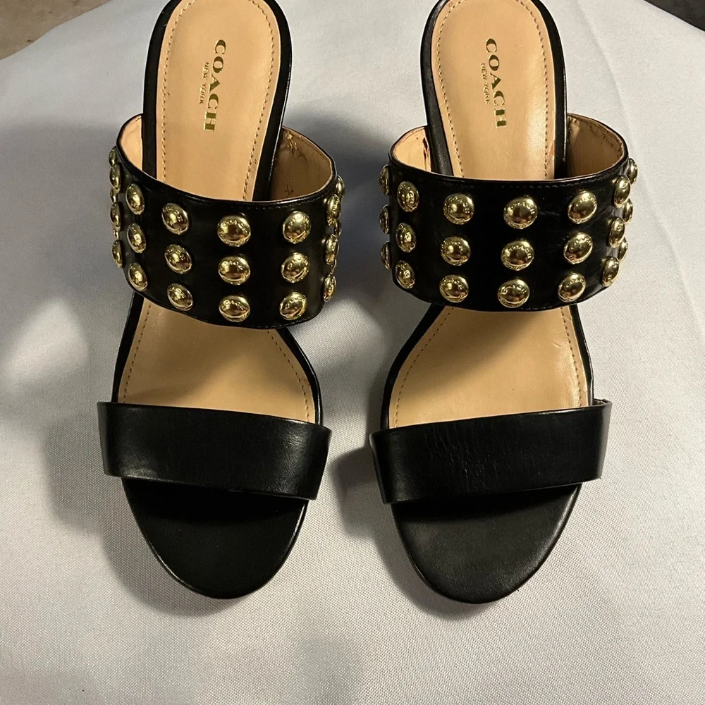 New Fabulous COACH Dark Brown High Heel Sandals Size 9B - Picture 5 of 5